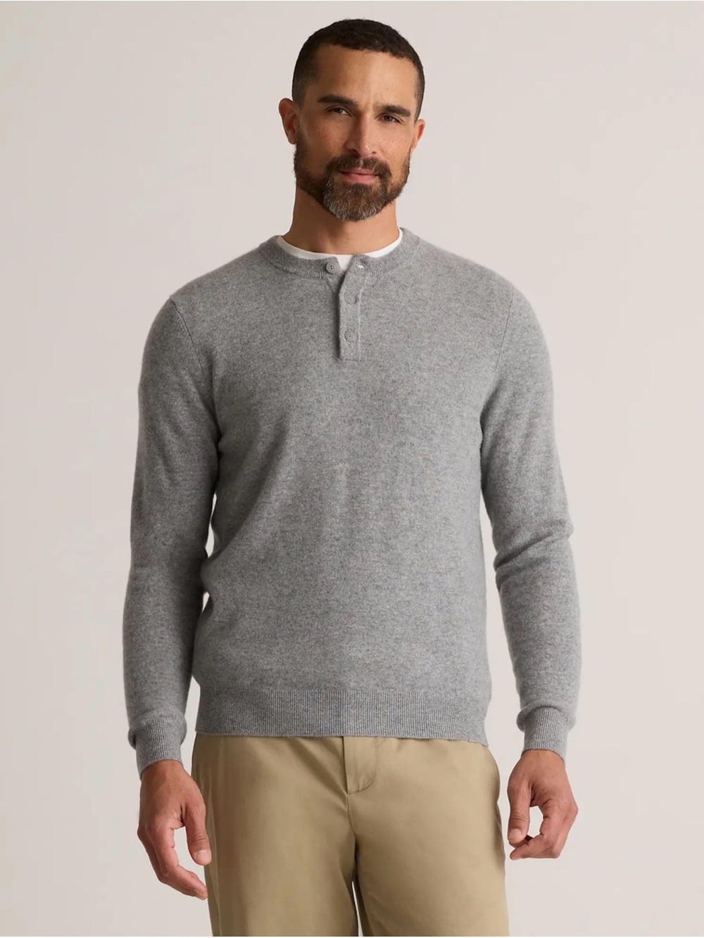Quince Mongolian Cashmere Henley Gray Large